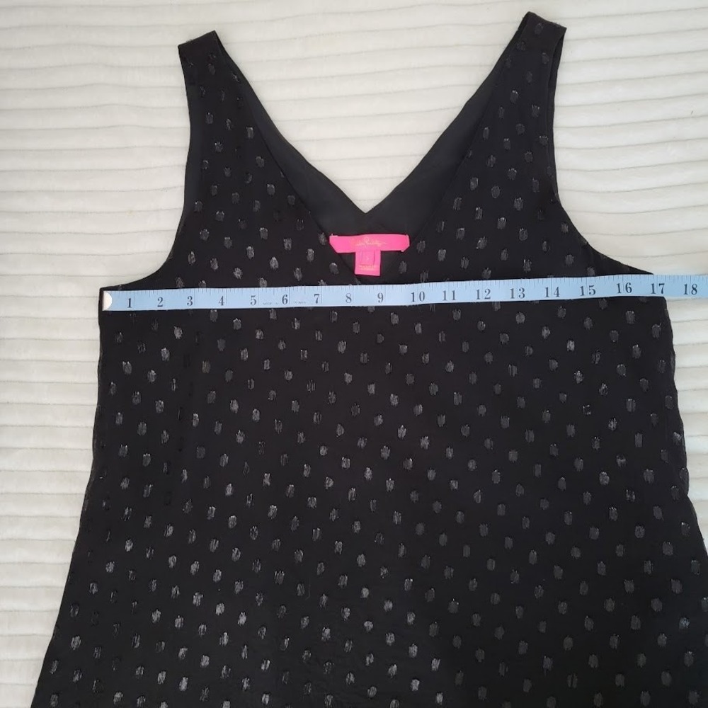 Lilly Pulitzer‎ Black Silk Metallic Cami Tank S Evening Quiet Luxury Top - Picture 3 of 9